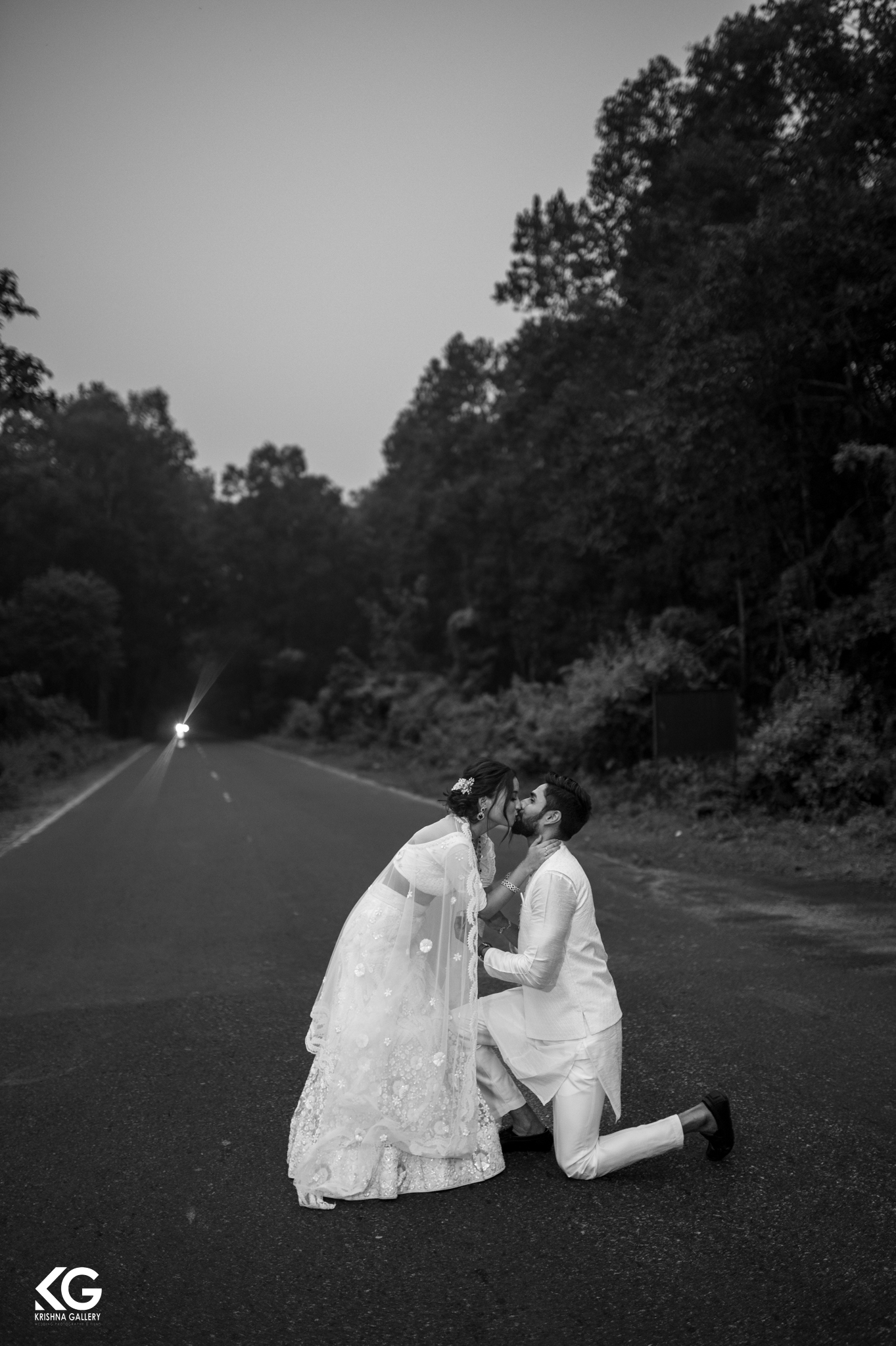 Best Outdoor Photography,Lataguri pre-wedding shoot,Enchanting nature beauty, romantic proposal, matching couple outfits, natural bliss photography, tender moments, walking hand in hand, Krishna Gallery Wedding Photography And Films.